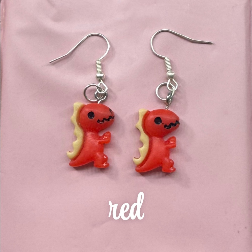 Red Dinosaur Earrings